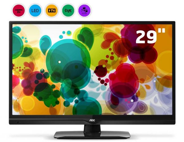 TV LED 29'' AOC, HDTV, Conversor digital integrado, 2 entrad